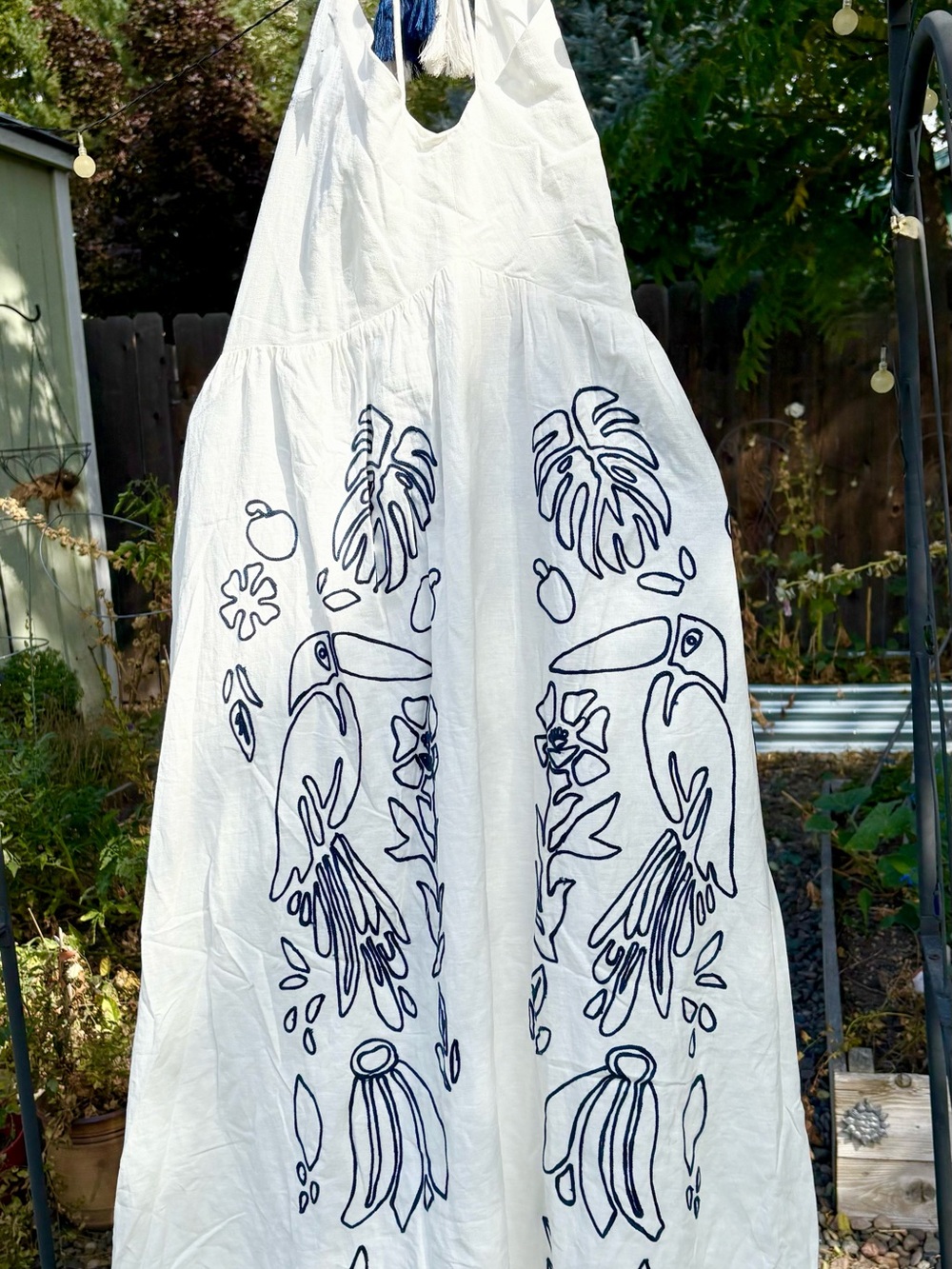 FARM Rio White Linen Maxi Dress